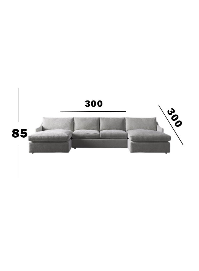 هوم جويز كنبة زاوية رترو كوزي خشب سويدي منجد بالشانيل - تصميم على شكل حرف U - رمادي - Image 3