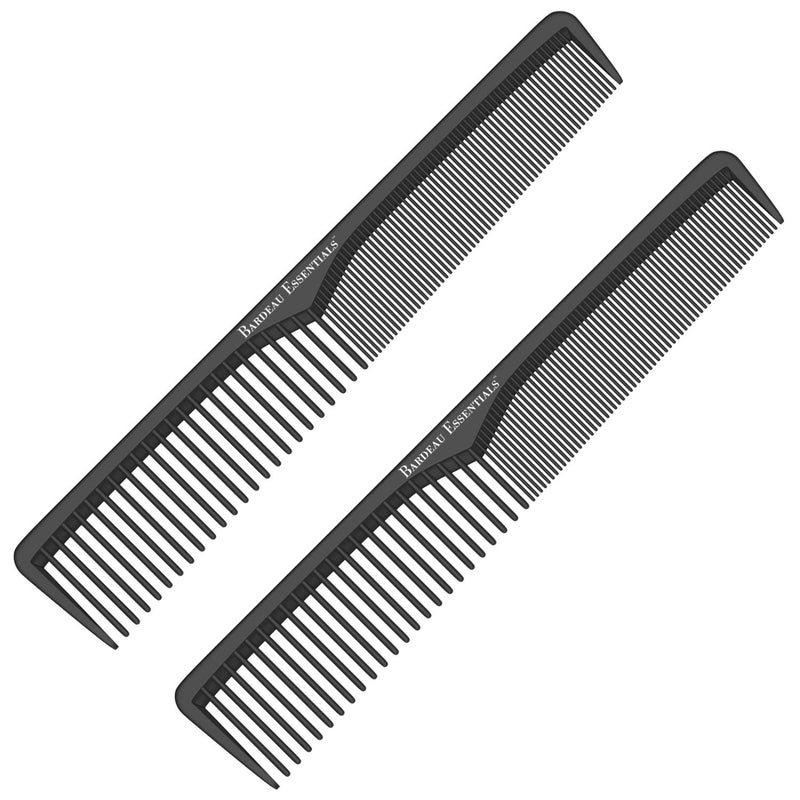 Bardeau Essentials Styling Comb (2 Pack) | Professional 7 Inch Black Carbon Fiber Anti Static Chemical And Heat Resistant Comb For All Hair Types | Fine and Wide Tooth | For Men and Women | By Bardeau Essentials - Image 1