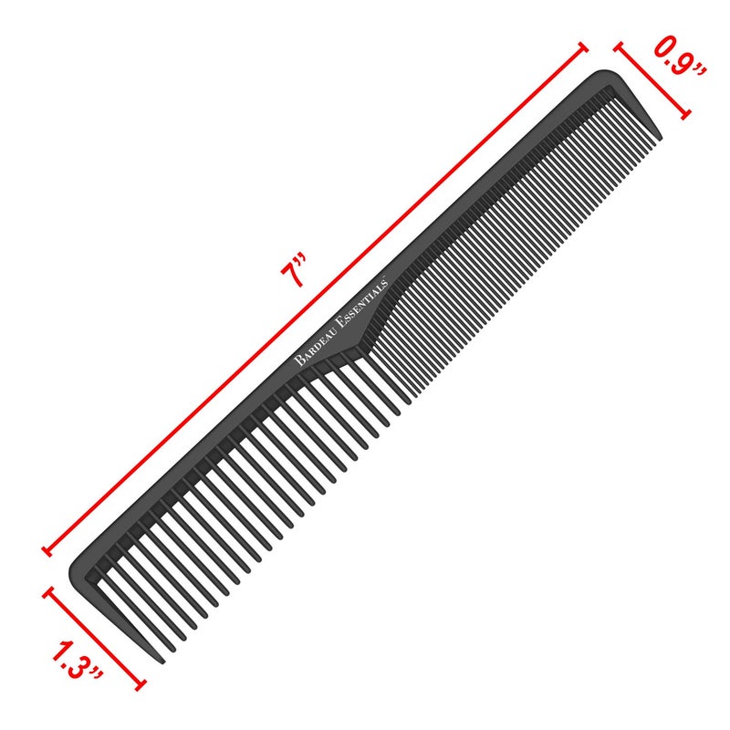 Bardeau Essentials Styling Comb (2 Pack) | Professional 7 Inch Black Carbon Fiber Anti Static Chemical And Heat Resistant Comb For All Hair Types | Fine and Wide Tooth | For Men and Women | By Bardeau Essentials - Image 2
