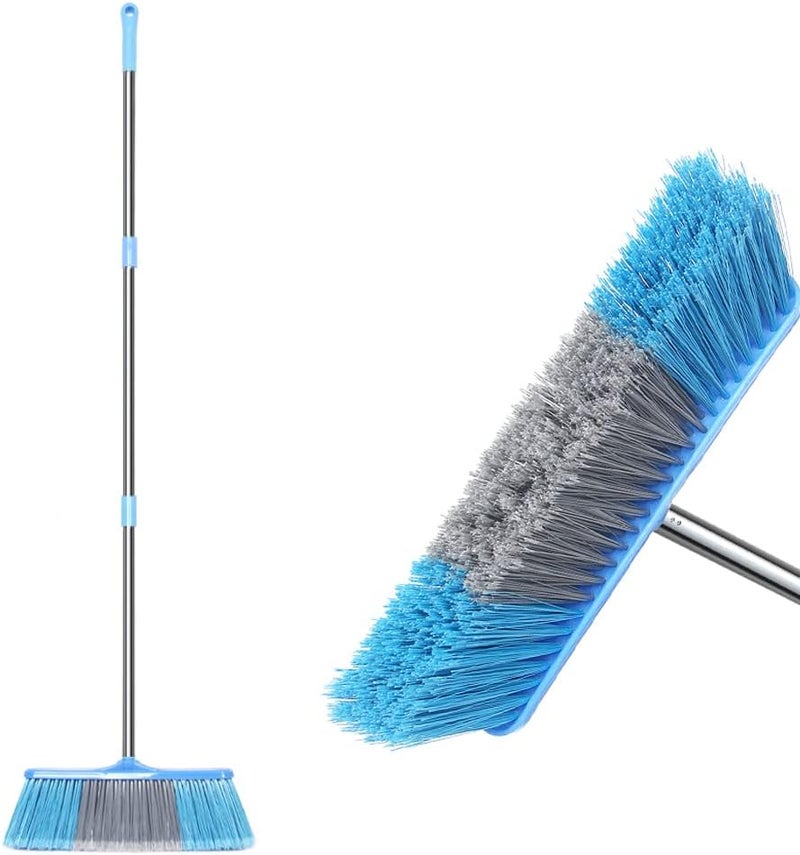Lanhope LandHope Heavy Duty Broom, 15.75in Wide Push Broom, 45.67in Long Handle, Adjustable, Floor Sweeper for Indoor Outdoor Commercial Warehouse Home Kitchen Patio Garden Garage - Image 1