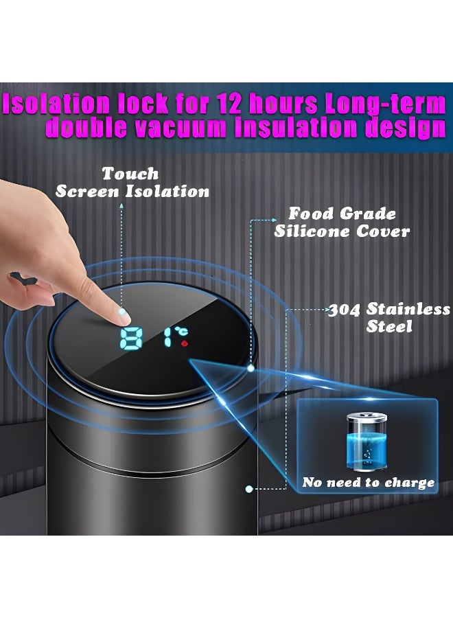 دينكس كوب ذكي مفرغ من الهواء مزود بإضاءة LED - سعة 500 مل، شاشة عرض درجة الحرارة باللمس، خاصية الاحتفاظ بالحرارة/البرودة لمدة 24 ساعة، فلتر شاي، عزل رباعي الطبقات، DX1703 - Image 3