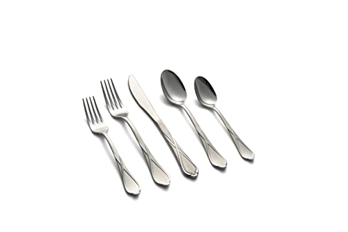 Cambridge Silversmiths Heather Sand 20Piece Flatware Silverware Set Stainless Steel Service for 4 Includes ForksSpoonsKnives