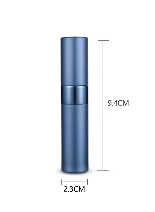 واي جيه 2 قطع مجموعة زجاجات عطور محمولة صغيرة قابلة لإعادة الملء 8 مللي، مع زجاجات مُذذِّب معدنية خارجية وزجاجية، وماصة نقل مرذاذ داخلية متحركة للضغط للموزع السائل (فضة، أزرق داكن) - Image 2