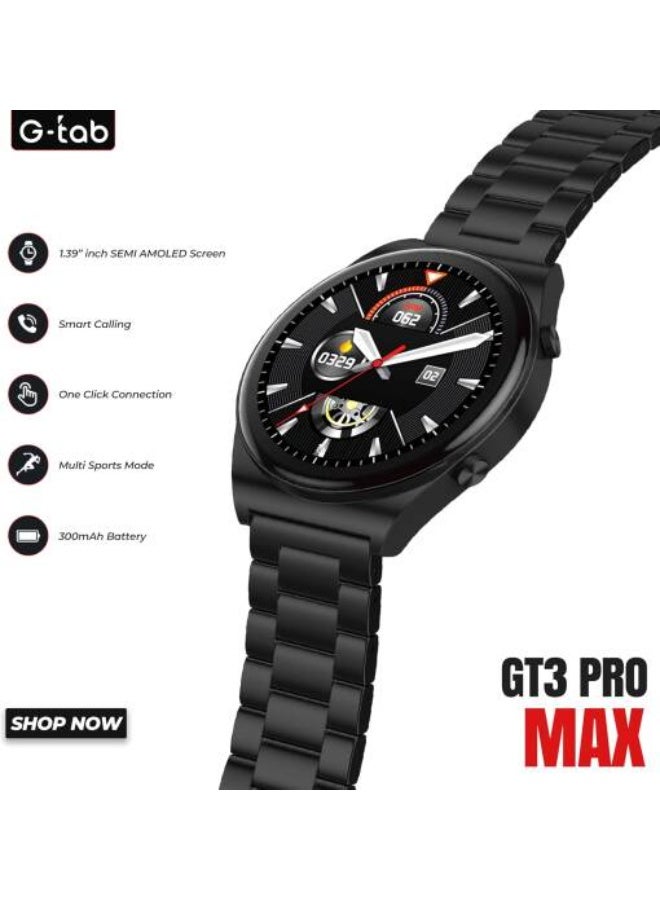 G-Tab GT3 Pro Max smartwatch/1.39 Inches Semi Amoled/IP68 Waterproof/One Click Connection/300 mAh Battery/Health monitoring/Multi sport Mode (Black) - Image 2