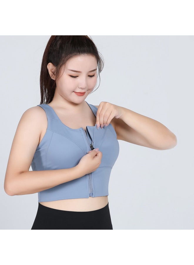 Extra Large Size Sports Underwear Women's Breathable High Strength Shockproof Push Up Front Zipper Yoga Bra For Plump Girls