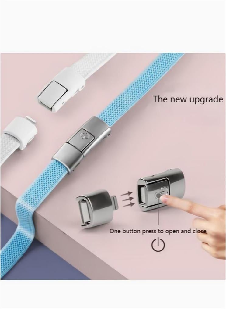 Sports Shoelaces Cycling Shoelaces Press Lock Shoelaces Without Ties Elastic Laces White  - Image 3