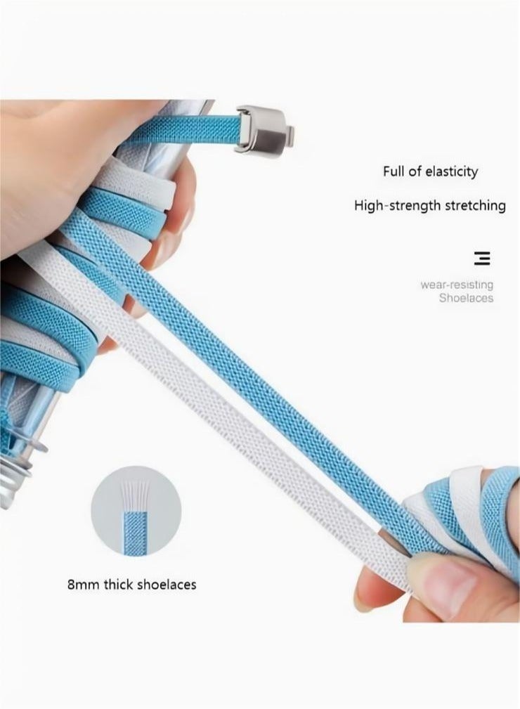 Sports Shoelaces Cycling Shoelaces Press Lock Shoelaces Without Ties Elastic Laces White  - Image 4