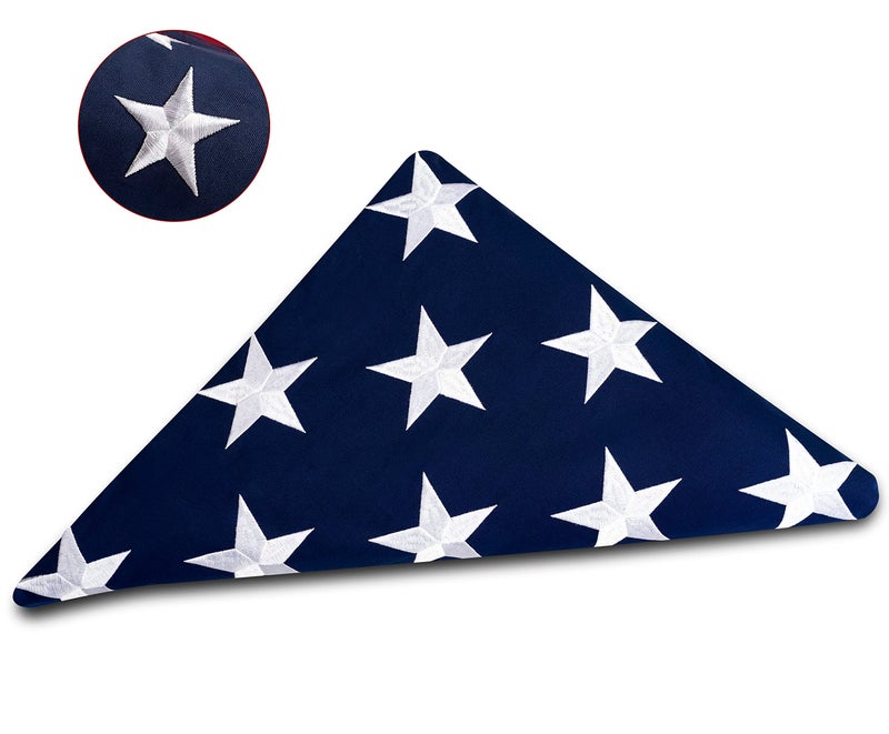 DANF Memorial American Flag 5x95 ft Burial Flag 100 Heavy Duty Cotton for VeteranEmbroidered Stars Sewn StripesBrass Grommets US USA Military Flags for Display Case