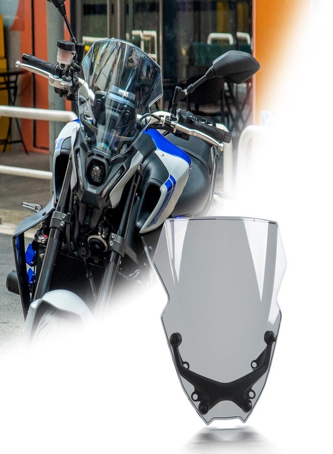 Lorababer Motorcycle Windshield Spoiler Windscreen Air Flow Wind Deflector Compatible with Y-amaha MT09 MT 09 MT-09 2021 2022 21 22 Front Flyscreen Fairing Protector w Mounting Bracket (Light Smoke) - Image 1