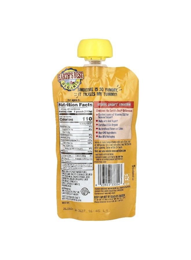EARTHS BEST Earth's Best, Organic Immune Support Yogurt Smoothie, Ages 2+, Banana Orange Pineapple, 4 oz (113 g)  - Image 2