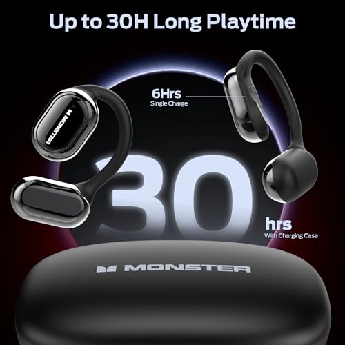 Monster Open Free AC100 Open Ear Headphones, Bluetooth 5.3 Wireless Earbuds with Earhooks, Immersive Stereo Sound by Dual Large Driver, Clear Talk, 30H Playtime,Waterproof Sport Earbuds for Running - Image 5