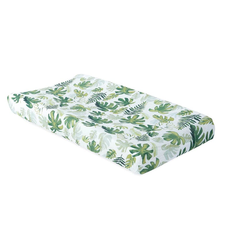 Little Unicorn Premium Changing Pad Cover | Extra Soft & Breathable Muslin Fabric (Tropical Leaf) - Image 1