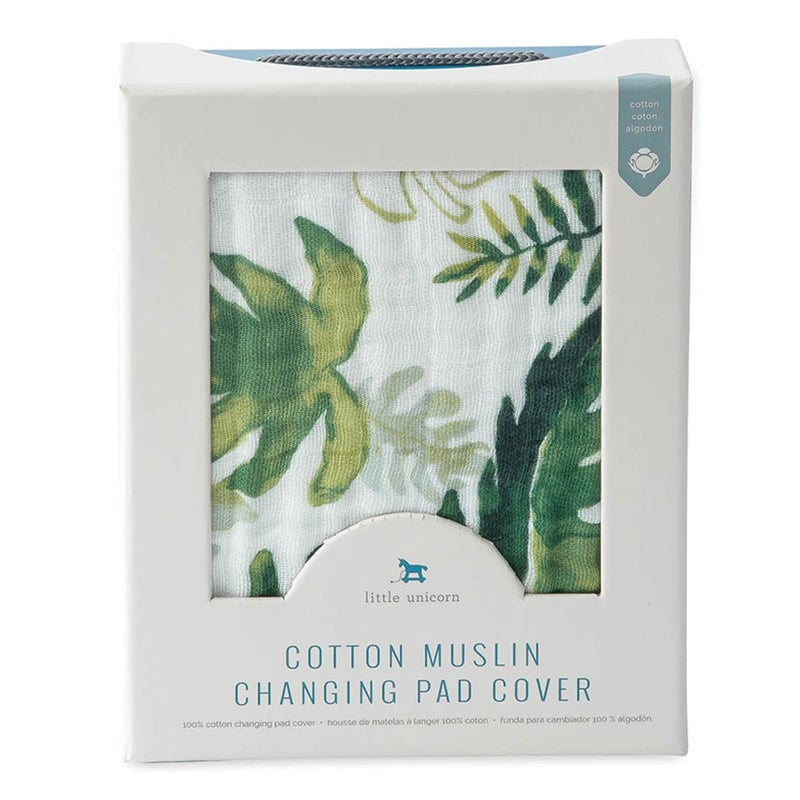 Little Unicorn Premium Changing Pad Cover | Extra Soft & Breathable Muslin Fabric (Tropical Leaf) - Image 3