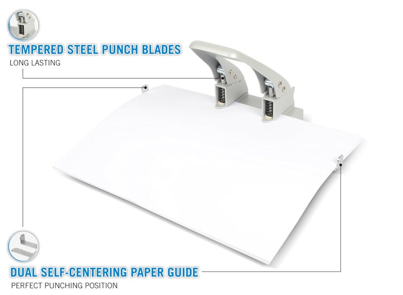 Carl CARL 62040 40-Sheet Capacity hc-240 Two-Hole Punch, 9/32 Dia. Holes, Silver, Metallic - Image 5
