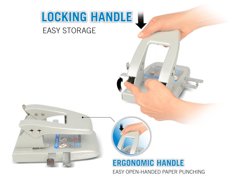 Carl CARL 62040 40-Sheet Capacity hc-240 Two-Hole Punch, 9/32 Dia. Holes, Silver, Metallic - Image 3