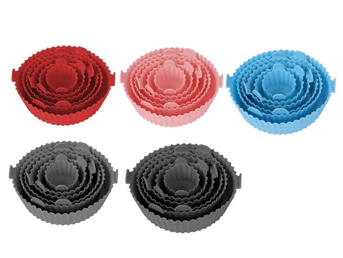 ARYAVART ARYAVART 6 Pcs Round Reusable NonStick air Fryer Accessories Silicone Coating Pot BasketMulticolor  - Image 4