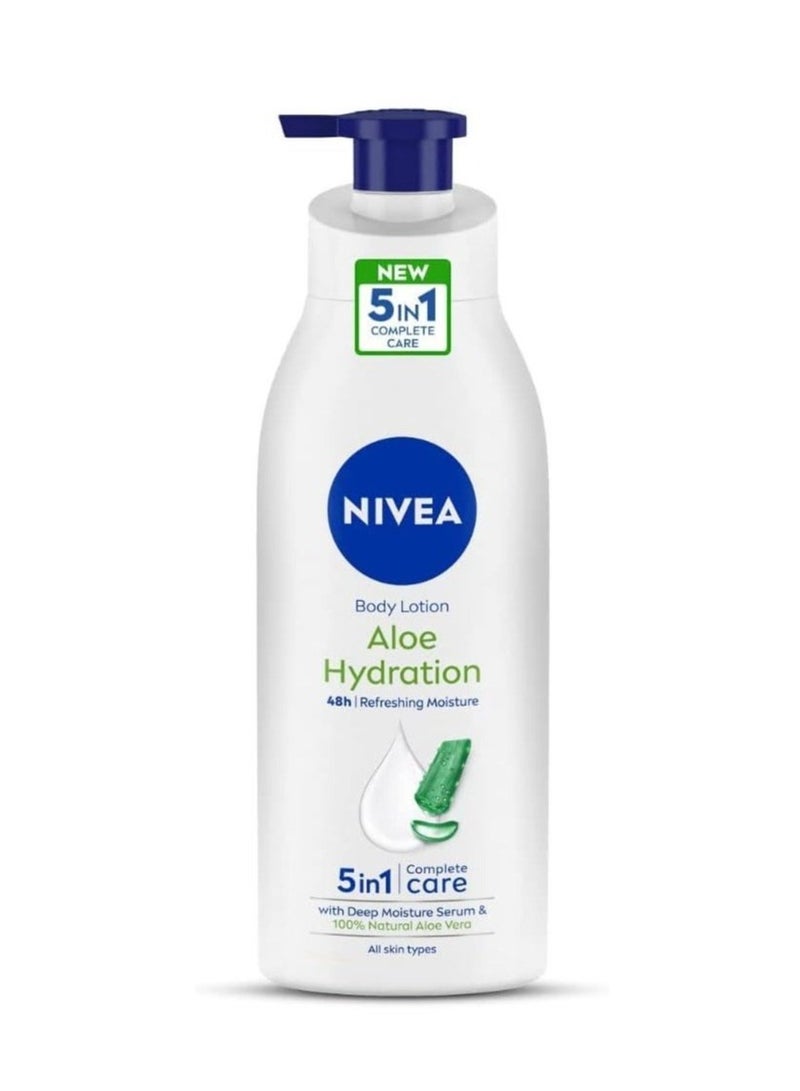 نيفيا لوشن الجسم المرطب للبشرة العادية والجافة من نيفيا، عناية بالرطوبة لمدة 48 ساعة، ترطيب مهدئ بالصبار، 400 مل - Image 1