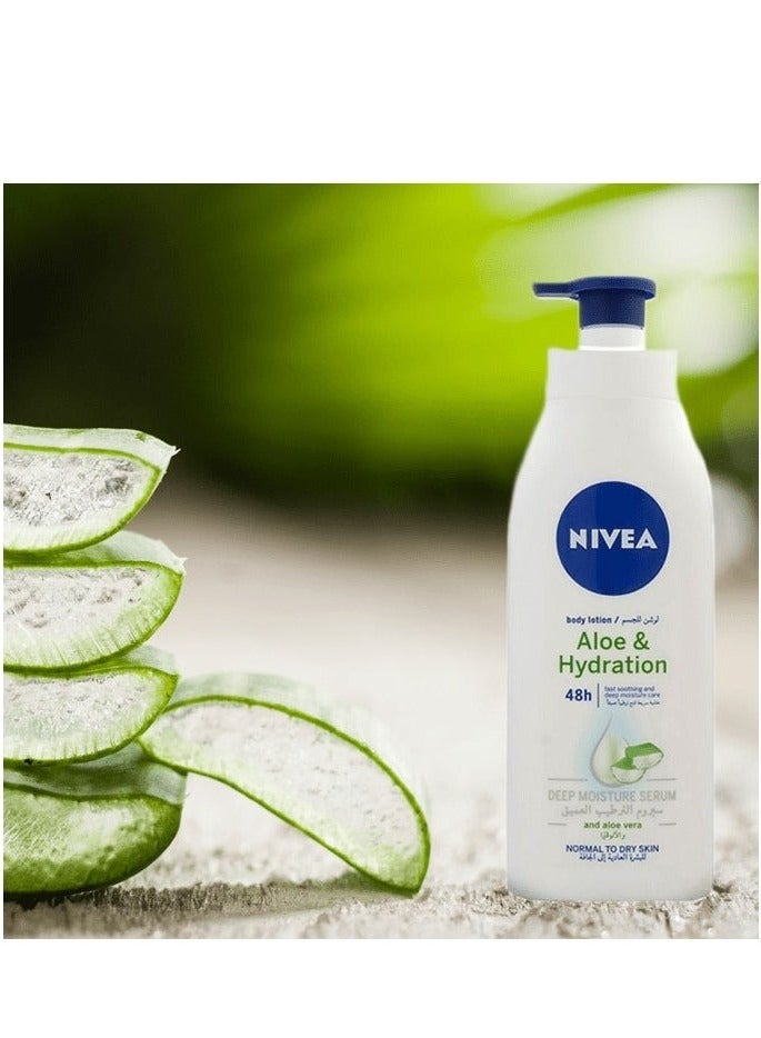 نيفيا لوشن الجسم المرطب للبشرة العادية والجافة من نيفيا، عناية بالرطوبة لمدة 48 ساعة، ترطيب مهدئ بالصبار، 400 مل - Image 4