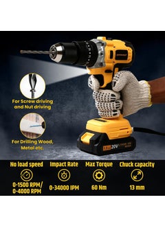 Tomahawk TOMAHAWK T3626 Brushless Cordless Impact Drill Driver Machine 13MM Chuck Multipurpose Hight Torque Drill Dual Speed Power Drill with Battery Charger Cordless Drill with 3 Operation Modes  - Image 4