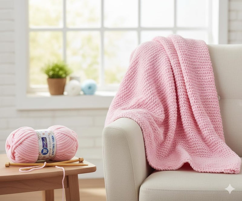 ProKart Premium Blankie Wool, Plush & Cuddly, Chenille Yarn Supersoft Hand Knitting Wool Ball | Blanket Thick/Mottu Yarn Ball Suitable for Hand Knitting and Crocheting (Baby Pink, 100gms x 1 Pack) - Image 3
