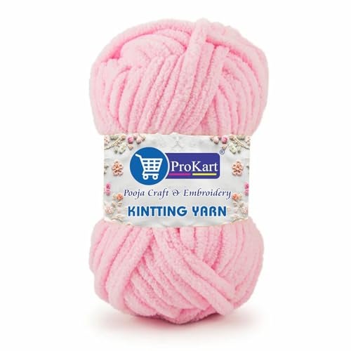 ProKart Premium Blankie Wool, Plush & Cuddly, Chenille Yarn Supersoft Hand Knitting Wool Ball | Blanket Thick/Mottu Yarn Ball Suitable for Hand Knitting and Crocheting (Baby Pink, 100gms x 1 Pack) - Image 1