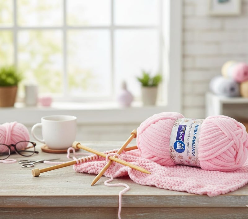 ProKart Premium Blankie Wool, Plush & Cuddly, Chenille Yarn Supersoft Hand Knitting Wool Ball | Blanket Thick/Mottu Yarn Ball Suitable for Hand Knitting and Crocheting (Baby Pink, 100gms x 1 Pack) - Image 2