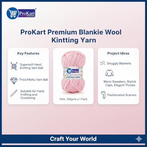 ProKart Premium Blankie Wool, Plush & Cuddly, Chenille Yarn Supersoft Hand Knitting Wool Ball | Blanket Thick/Mottu Yarn Ball Suitable for Hand Knitting and Crocheting (Baby Pink, 100gms x 1 Pack) - Image 4