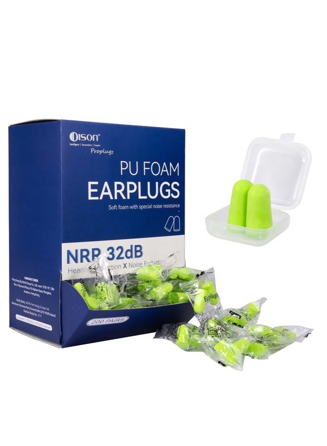 Dison 200Pairs Foam Earplugs, 32dB Disposable Noise Reduction Ear Plugs, Hearing Protection Bulk Ear Plugs for Shooting Range, Work, Travel,Concert Green - Image 1