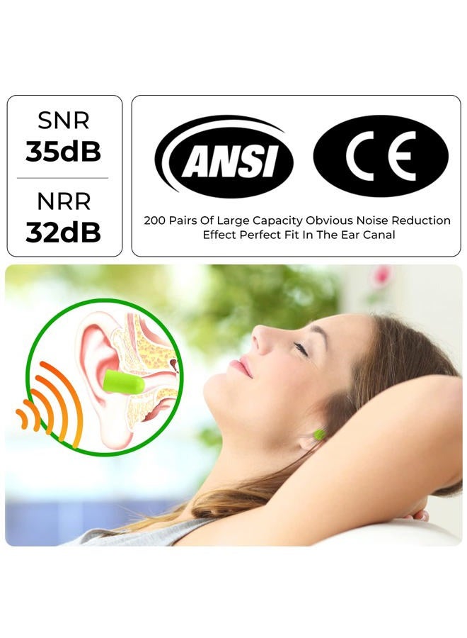 Dison 200Pairs Foam Earplugs, 32dB Disposable Noise Reduction Ear Plugs, Hearing Protection Bulk Ear Plugs for Shooting Range, Work, Travel,Concert Green - Image 2