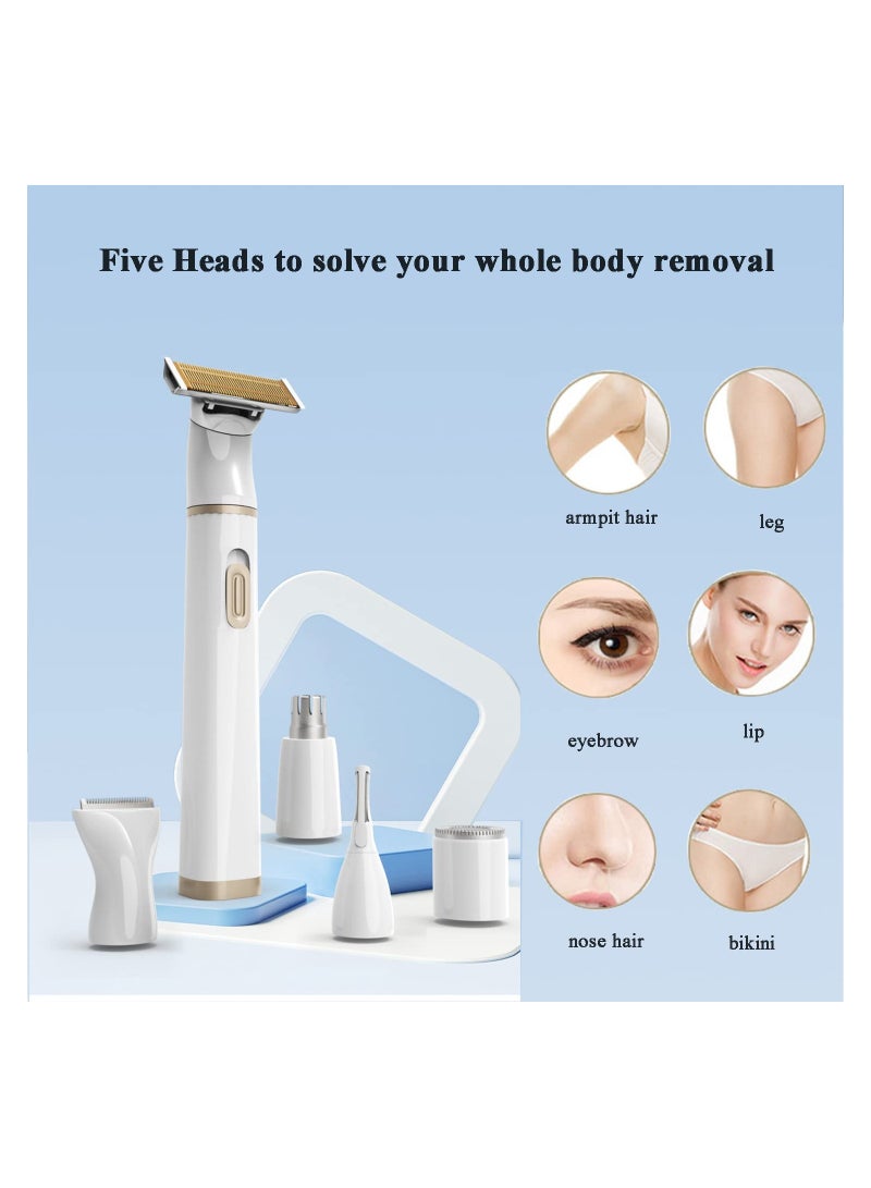 KASTWAVE SYOSI 5 in 1 Electric Womens Electric Razor, Rechargeable Hair Removal Wet and Dry Painless Shaver, for Legs, Underarms, Eyebrow, Lip, Face, Nose and Bikini - Image 2