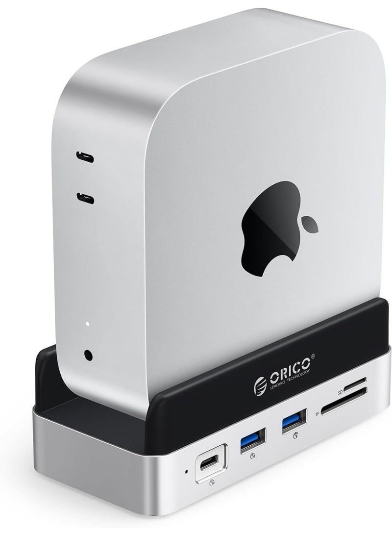 ORICO MiniDock Compatibility with Mac Mini M4, 10-in-1 Aluminum USB C Hub with M.2 SSD Enclosure, 10Gbps USB-C & USB-A, 4K HDMI, Gigabit Ethernet, SD/TF Card Readers-VS10 - Image 1