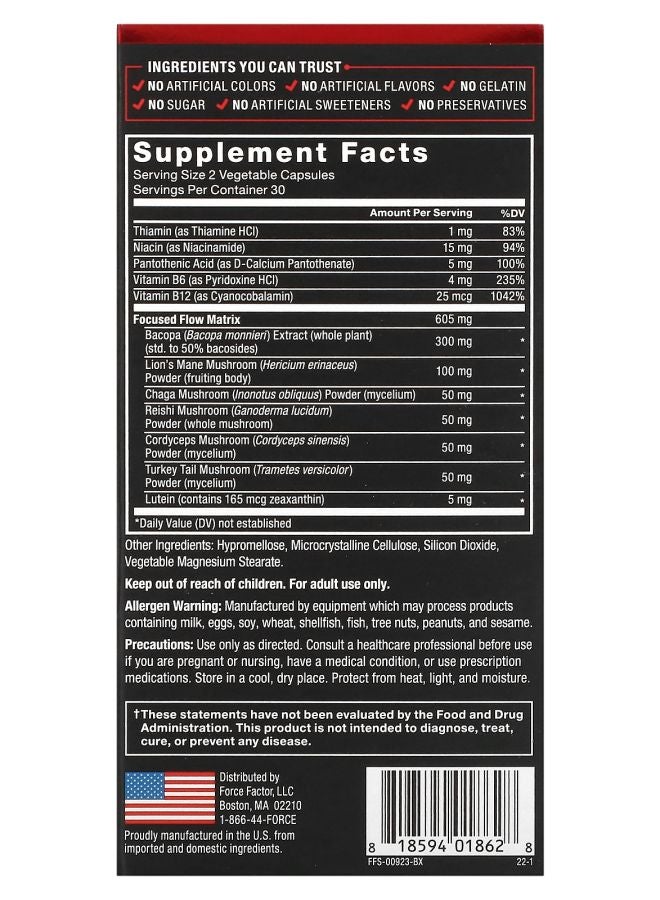 Force Factor Forebrain Focus 60 Vegetable Capsules - Image 2