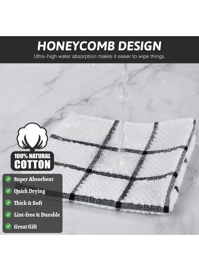 Arabest 8 Pack Kitchen Dish Rags,100% Cotton Dish Cloths for Washing Dishes,Quick Drying Kitchen Towels,12x12 Inches,Black Plaid - Image 2