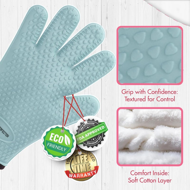 Kitchen perfection S Silicone Smoker Oven Gloves for Women -Extreme Heat Resistant BBQ Gloves -Handle Hot Food Right on Your Grill Fryer |Waterproof Oven Mitts for Cooking |Superior Set+3 Bonuses - Image 3