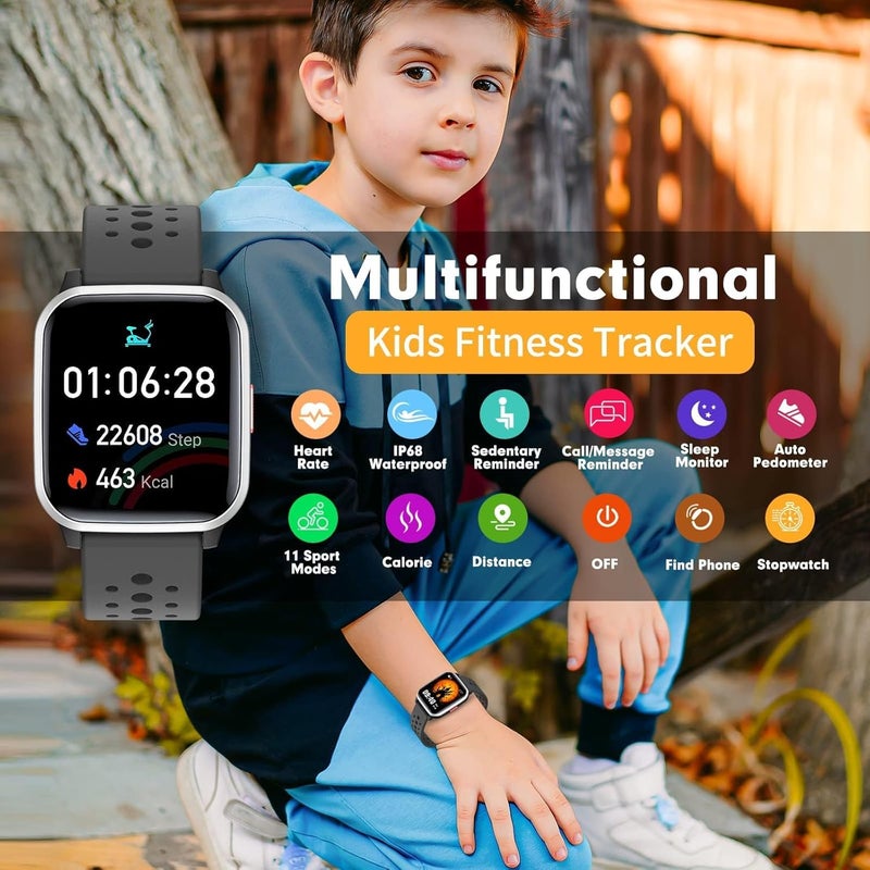 DMG Kids Smart Watch Boys, with Sleep Mode 20 Sports Modes HD Touch Screen 5 Games Pedometer,Kids Smart Watch for Kids 4-16 Ages,Birthday Gift Boys Girls,USB(Black) - Image 5