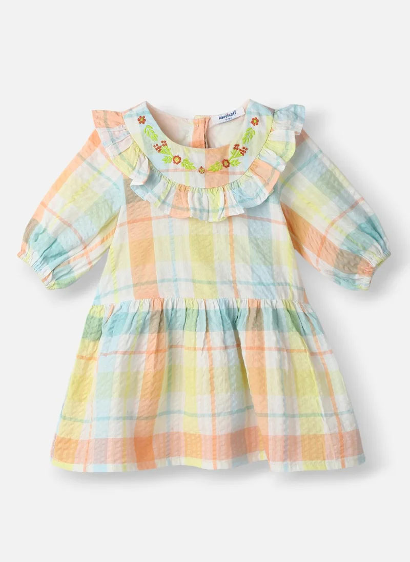 نوتيناتي Nautinati Girls’ Cotton-Crepe Checkered Multi-coloured Dress