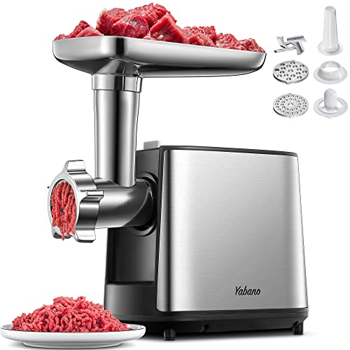 Yabano Yabano 3000W Max Heavy Duty Electric Meat Grinder with Sausage Stuffer Maker  Kubbe Kit 2 Stainless Steel Grinding Plates for Home  RestaurantSilveBlack