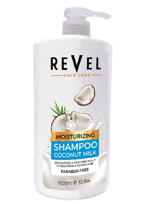 Revel Hair Care Moisturizing Coconut Milk Shampoo 1000ml For Men & Women, Paraben Free