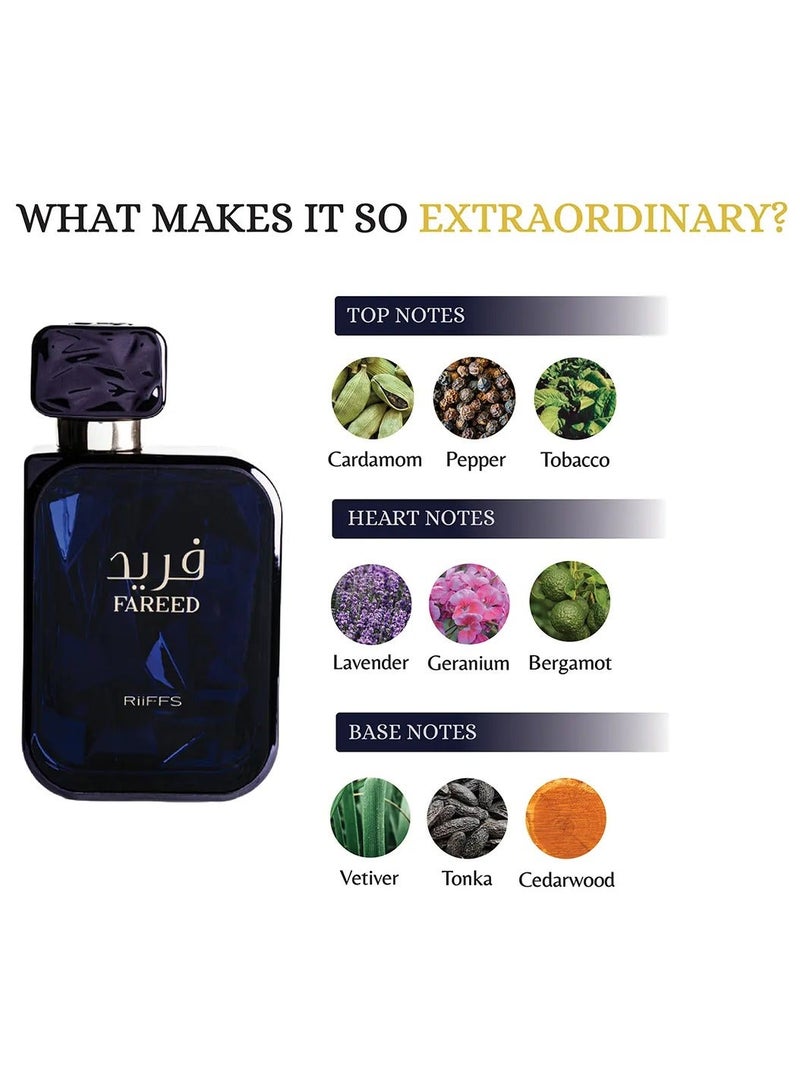ريفس ريفز فريد (RiiFFS Fareed) - عطر بنفحات توابلية وعطرية وخشبية - ماء عطر (Eau de Parfum) يدوم طويلاً للرجال والنساء، 100 مل (3.4 أونصة). - Image 3