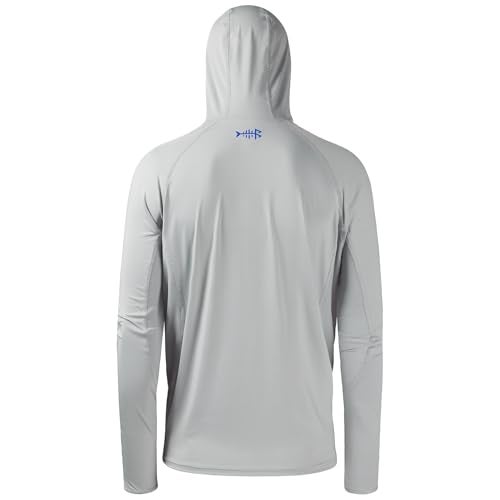BASSDASH UPF 50 Mens Long Sleeve Fishing Shirt with Mask UV Neck Gaiter Hoodie Cool Grey Medium - Image 3