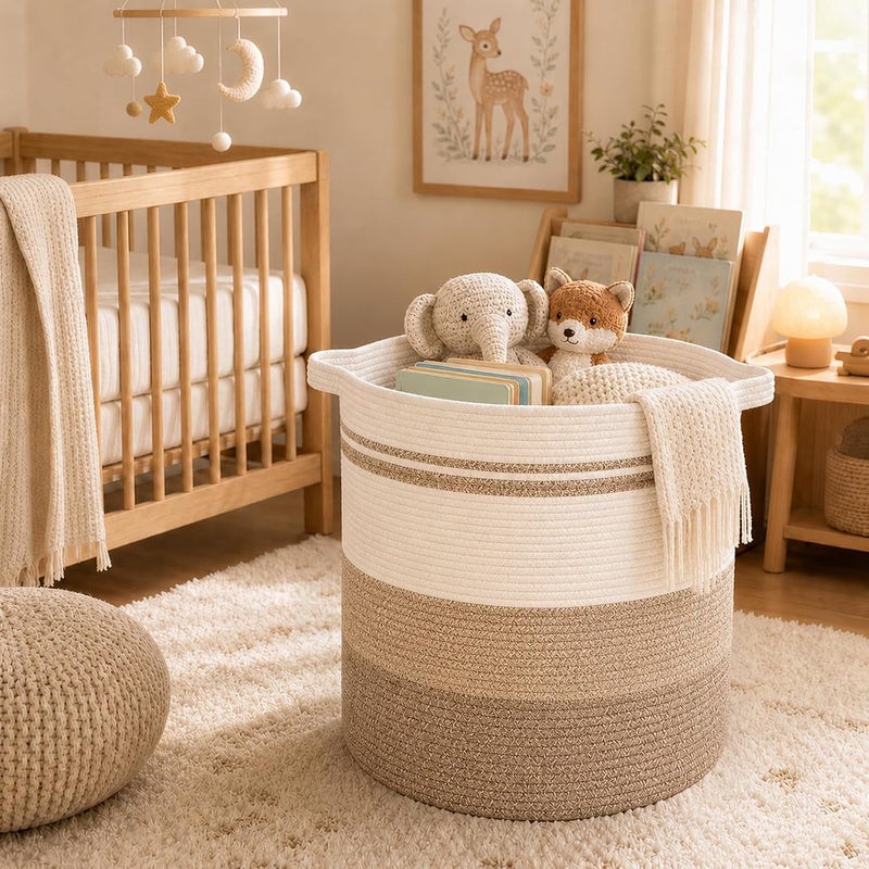 OIAHOMY 80L Laundry Baskets-Laundry Hamper,Storage Basket with Handles,Decorative Basket for Living room,Woven Storage Basket for Toys Bin,Pillows, Blankets,Clothes-20x18in-Gradient Yellow - Image 5