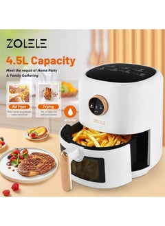 ZOLELE Zolele ZA004 Smart Electric Non Stick Air Fryer, 4.5L Capacity, Transparent Oven, 6 Cooking Modes, Knob Control, 1400W Power, Low Oil Consumption, Fast and Even Heating, White  - Image 4