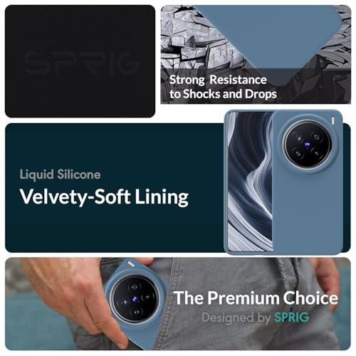 SPRIG Compatible with vivo x200 Pro Premium SilkTone Back Cover Drop Tested Shock Proof Mobile Case for Men, Women, Boys and Girls with Camera Protection (Denim Blue) - Image 2