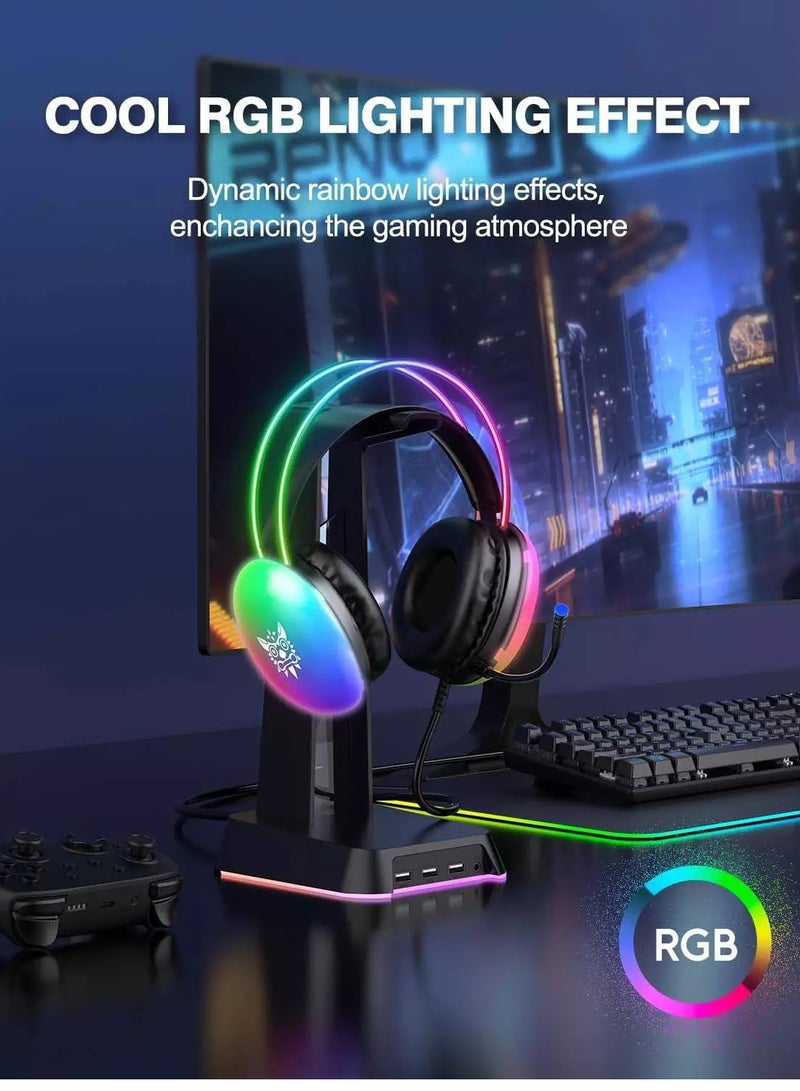 onikuma X25 RGB Gaming Headset - 50MM Drivers - noise Cancellation Microphone - Image 4