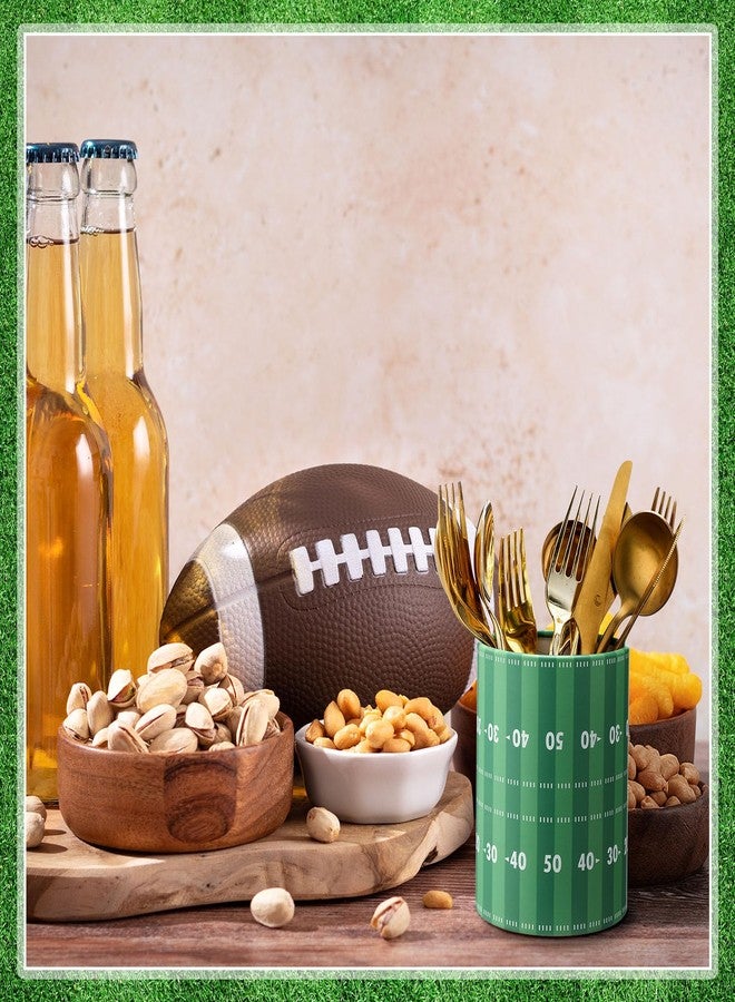 Ninehaoou 6 Set 5 Inch Football Field Vase Table Centerpiece Sports Round Football Runner Flower Box with Paper Removable Foam Vase for Artificial Flowers Utensil Holder Kitchen Home Party Decorations - Image 4