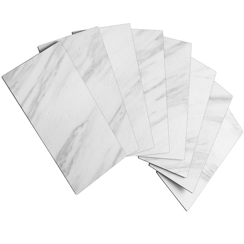 AULIGET 100-Piece White Marble Look Peel and Stick Backsplash Wall Tiles, 3" x 6" PVC Faux Stone Stick on Tile for Backsplash Kitchen, Bathroom, Laundry Room, Camper, Fireplace - Image 1