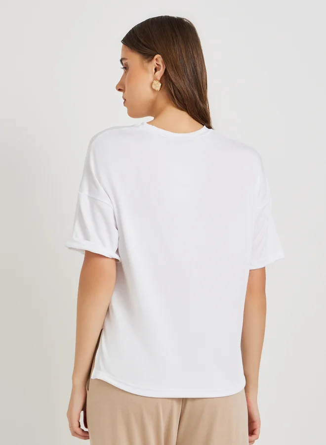 Take Two Solid Oversized Round Neck T-Shirt