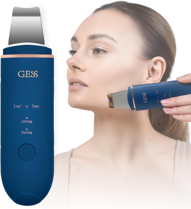GESS Sky Pore Cleanser Face, Ultrasonic Skin Scrubber, Exfoliating Device, Iontophoresis, 4 Modes, Anti Acne, Lifting, Ultrasonic Massager (Blue) - Image 1