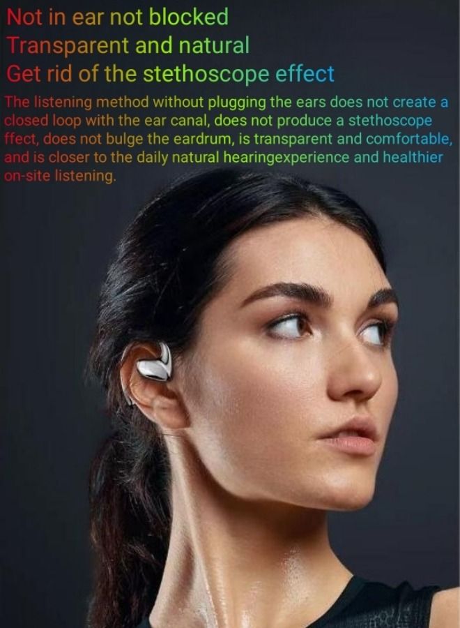 NIBEMINENT Ear Clip Bone Conduction Earbuds Open Ears Headphones Elegant Black - Image 3
