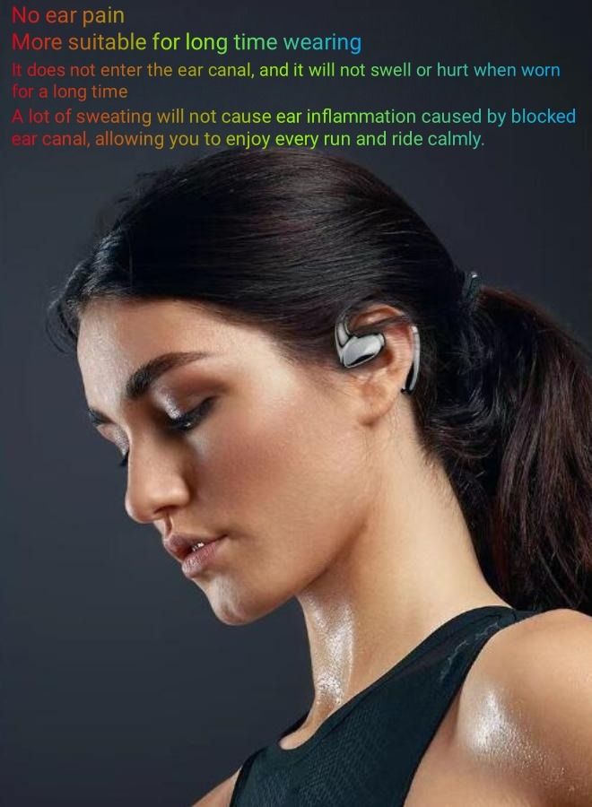 NIBEMINENT Ear Clip Bone Conduction Earbuds Open Ears Headphones Elegant Black - Image 4